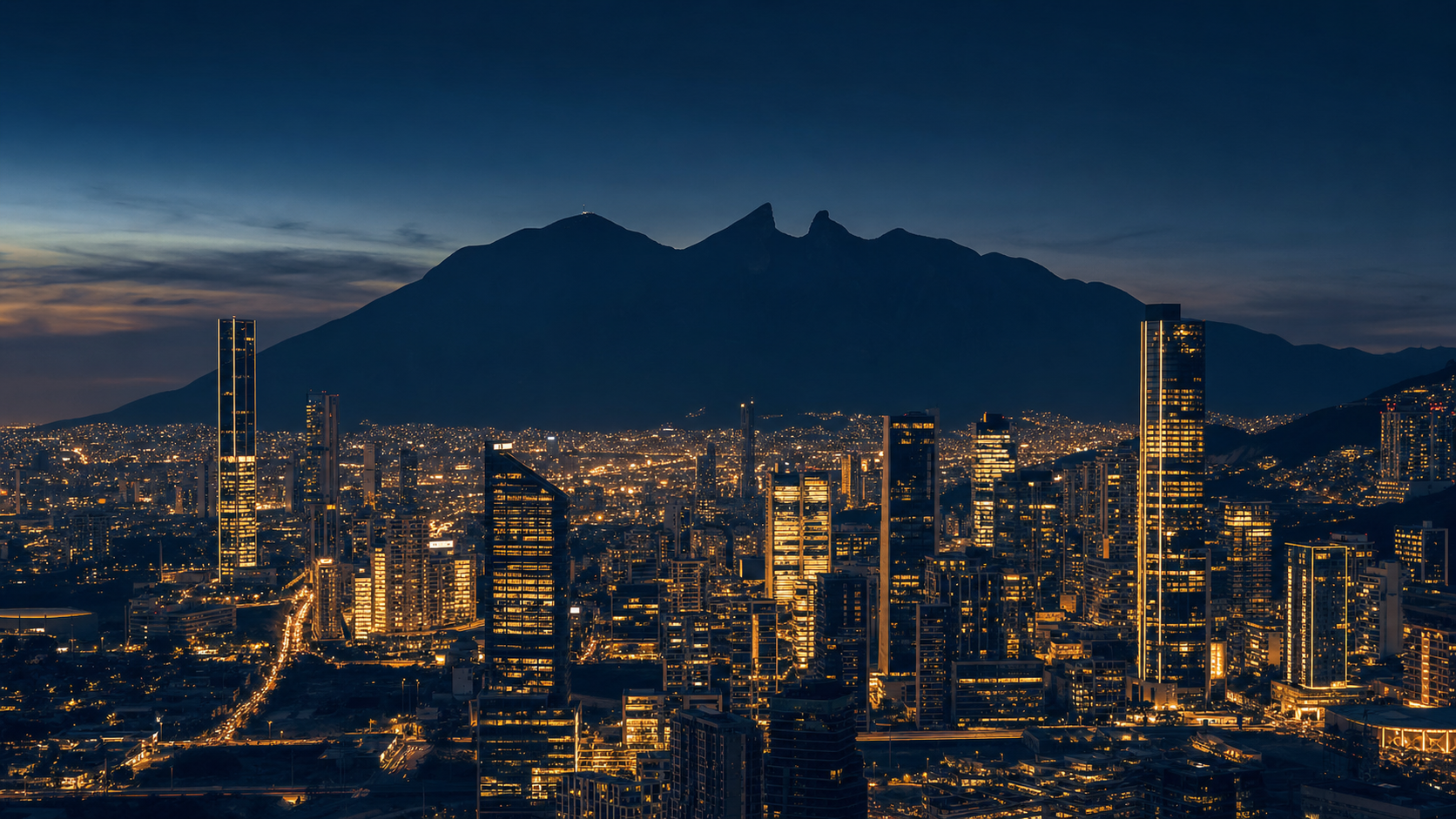 Monterrey skyline with Cerro de la Silla